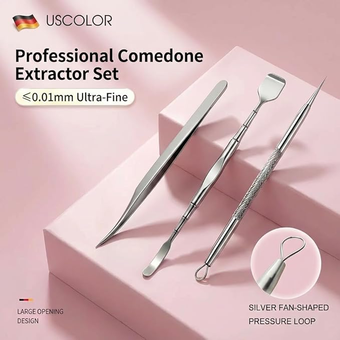 60PCS Pimple Popper Tool Kit, Professional Blackhead Remover for Face, Stainless Steel Pimple Extractor Set, Blackhead Remover Tweezers for Acne, Whitehead, and Blemish Treatment