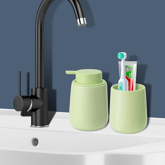 Soap Dispenser Ceramic with Easy-to-Press Pump Hand Lotion Liquid Dispenser for Shampoo Bathroom Kitchen 12 oz