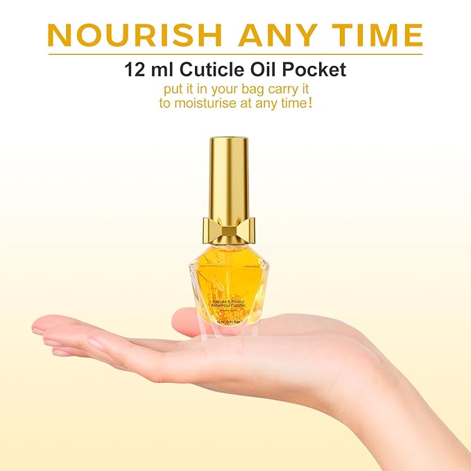 JIASHENG Cuticle Oil, Scented Cuticle Nail Oil Infused with Real Flowers, Hydrates, Moisturizes, Strengthens, Repairs, Revitalizing Cuticle Oils for Nails Damage Dry Cuticle, Brownie, 12ml