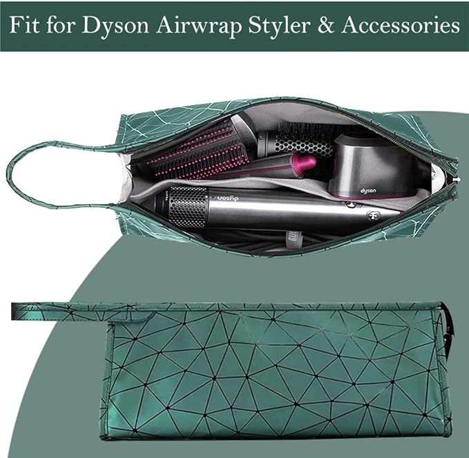Travel Case Compatible with Dyson Airwrap & Curling Iron/Shark Flexstyle, Portable Carrying Waterproof Organizer for Hair Attachments, Portable Storage Case for Hair Dryer (Emerald Green)