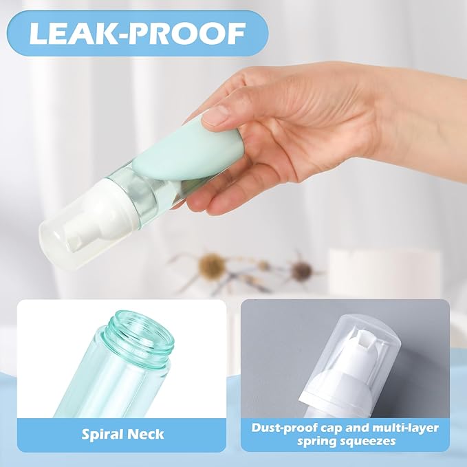 2oz Travel Foam Pump Bottle, 3PCS Travel Size Foam Pump Bottle Empty Foaming Dispenser for Hand Soap, Shampoo, Lash Cleanser (60ml)
