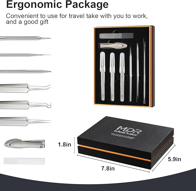 8 Pcs Titanium Alloy Pimple Popper Tool Kit, Pimple Extractor Comedone Extractor Tool, Blackhead Extractor Acne Tools for Face Blemish Whitehead Removal with 20 Alcohol Pads & 10x Magnifying Glass