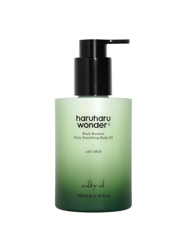 HARUHARU wonder Black Bamboo Daily Smoothing Body Oil, Fast Absorption, Lightweight, Non-Greasy, Deeply Hydrating, Locks in Moisture, Softens & Nourishes Skin, With Almond & Argan Oil, 6.76 fl oz