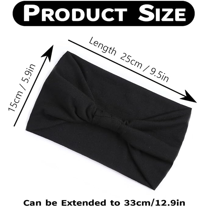 Kachanaa 4 Pack Wide Non-Slip Boho Women's Headband - Elastic Large African Turban Headwrap Ideal for Yoga, Workouts, Running - Non-Slip Design for Black Women