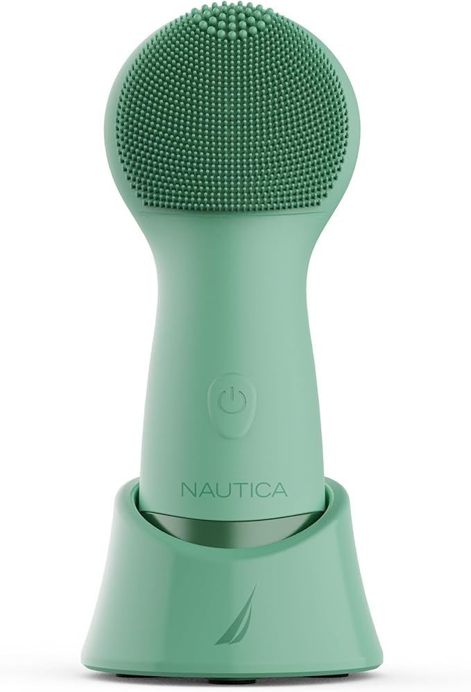 Nautica PC130 Sonic Facial Cleansing Brush Made with Ultra Hygienic Soft Silicone, Waterproof and Rechargeable Face Scrub Brush for Men & Women - (Pond)