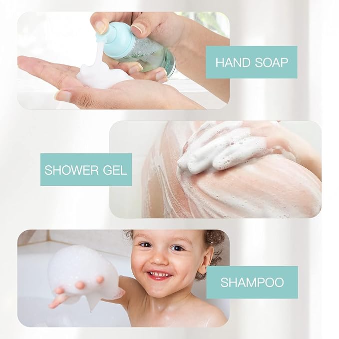 2oz Foam Bottle (3PCS) Empty Foaming Pump Dispenser for Hand Soap, Lash Cleanser, Shampoo to Travel (60ml, Green)