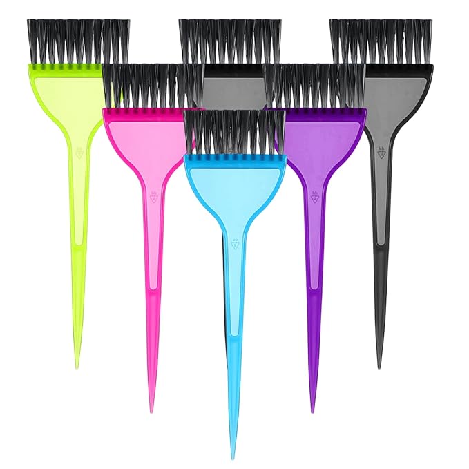 6 PCS Color Brushes, Hair Dye Brush, Color Brushes for Hair Stylist, Professional Hairs Coloring Brush with Tapered Handle for Salon, Home DIY, Root Touch, Highlights