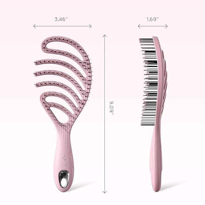 Detangling Brush, Vented Detangler Hair Brush for Fine, straight, long, Wet or Dry Hair with Smooth Bristles, Gentle on Scalp for Men, Women & Kids (Pink)