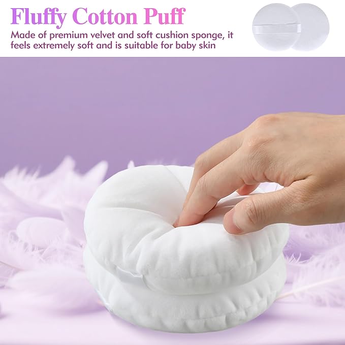 2pcs 4.13 Inch Powder Puffs Large Loose body powder puff, White Soft Velour makeup puff