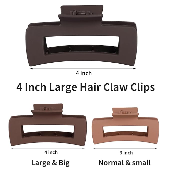 4.1 Inch Large Hair Claw Clips 12 Pcs Big Claw for Thick Hair Square Hair Clips Jumbo Jaw Clips Bulk Hair Accessories for women and Girls (Regular)