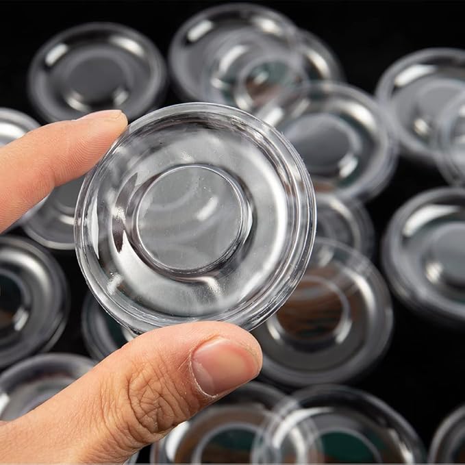 100 Pack Round Transparent Eyelash Trays Plastic Mink Lash Trays for Storage Lash Case Holder Packing Box Empty