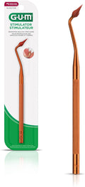 GUM Stimulator Permanent Handle - 1 Rubber Tip Included - Long Handled Massager Remove Plaque & Promote Health, 1 Count