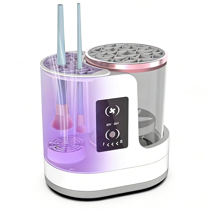 3 in 1 Electric Makeup Brush Cleaner Machine With Makeup Brush Dryer-Holder-Portable Automatic USB Cosmetic Brushes Cleaner Tool for All Brushes Sizes