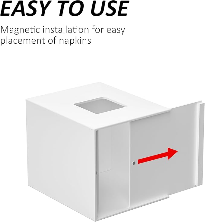White Acrylic Tissue Box Cover with Storage Tray,Square Acrylic Tissue Box Holder Napkin Dispenser for Bathroom Kitchen Home Office(White, 5.5x5.5x6.7)