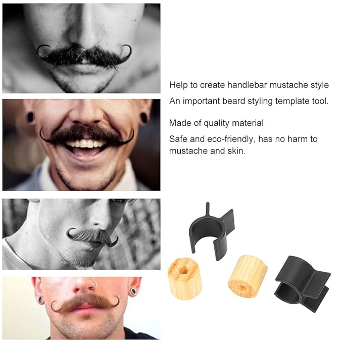 Handlebar Mustache Training Wheel, Mustache Curler Mustache Trainer Men Mustache Styling Template Mustache Training Wheel Beard Shaping Tool Handlebar Mustache Curler Black (Black)