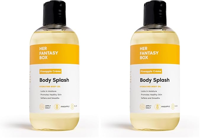 Her Fantasy Box | Body Splash Hydrating Body Oil (Pineapple Creme) - Moisturizing, Non-Greasy Formula for Soft, Smooth Skin - All-Natural, Lightweight & Nourishing (Pack of 2)
