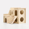 Multi-Chamber Hamster Hideout & House, Natural Wood Small Animal Cage Accessories for Dwarf Hamsters, Gerbils and Mice – Ventilated Design with Structure