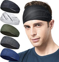 Mens Running Headband,5Pack,Mens Sweatband Sports Headband for Running,Cycling,Basketball,Yoga,Fitness Workout Stretchy Unisex Hairband