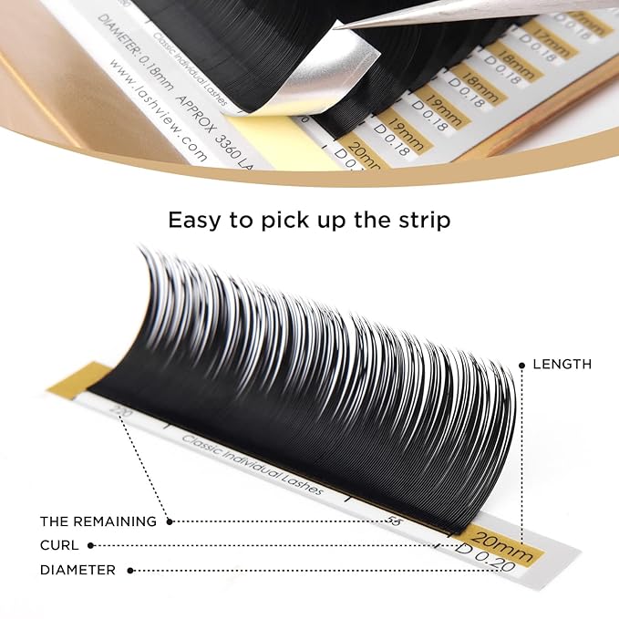 LASHVIEW Eyelash Extensions,Individual Lashes, Premium Single &Classic Lashes,0.18 Thickness C Curl 8-15mm Mixed Tray,Natural Semi Permanent Eyelashes,Soft Application-Friendly,Mink Lashes