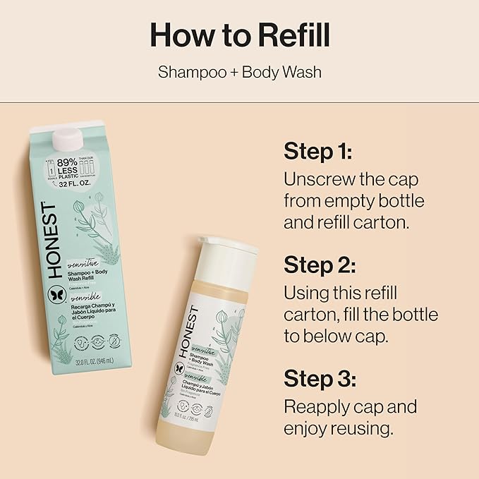 The Honest Company 2-in-1 Cleansing Shampoo + Body Wash, Gentle Enough for Baby, Dermatologist Tested, Tear-Free, Hypoallergenic, Fragrance-Free