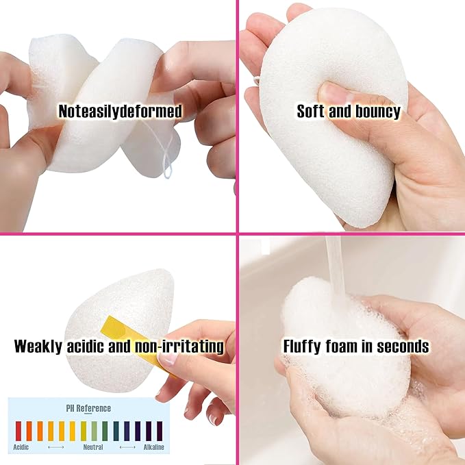 Konjac Facial Sponges for Washing Cleaning Face Body Natural Konjac Face Sponge Set for Cleansing and Exfoliating Set of 2