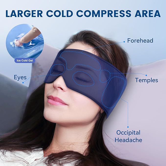 FACEMOON Cooling Eye Masks with Flexible Gel - Cold Compress Ice Pack for Puffy Eyes Migraines Headache Stye Sinus After Surgery Therapy - Reusable 2 pcs for Family Black Pink