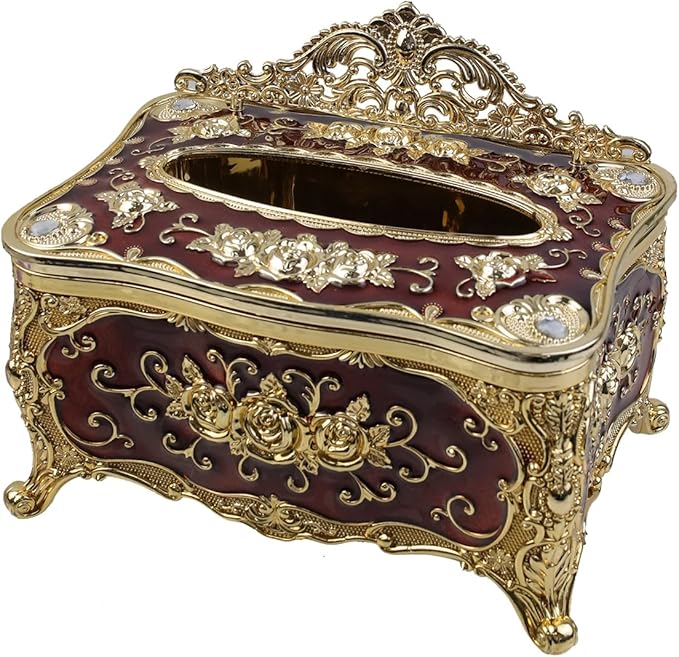 Geesatis Tissue Box Cover, Rectangle Tissue Box Holder, Rectangular Napkin Facial Tissues Holder for Bathroom Toilet Bedroom Living Room Table Desk Office Dresser, 1 Pcs Red 7.5''x5''x4''