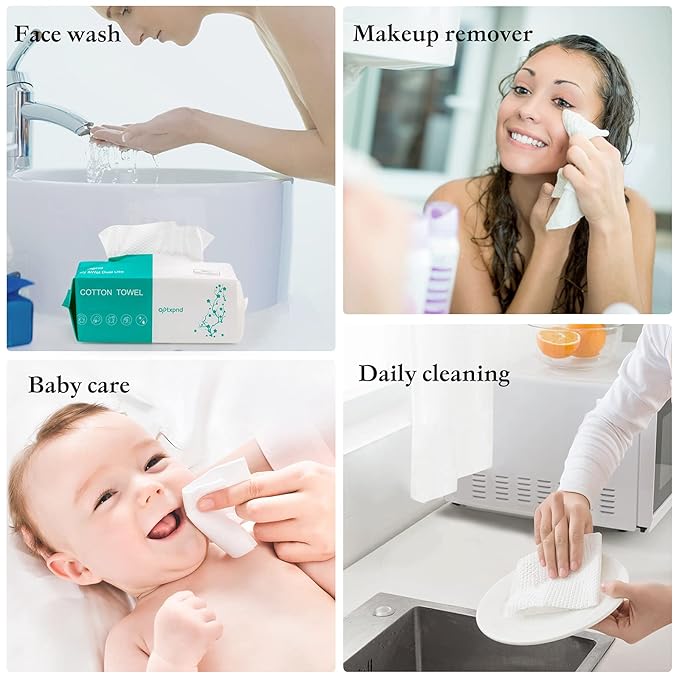Disposable Face Cloths for Washing Disposable Towels Facial Towelettes Facial Cleansing Cloths (2 Pack)