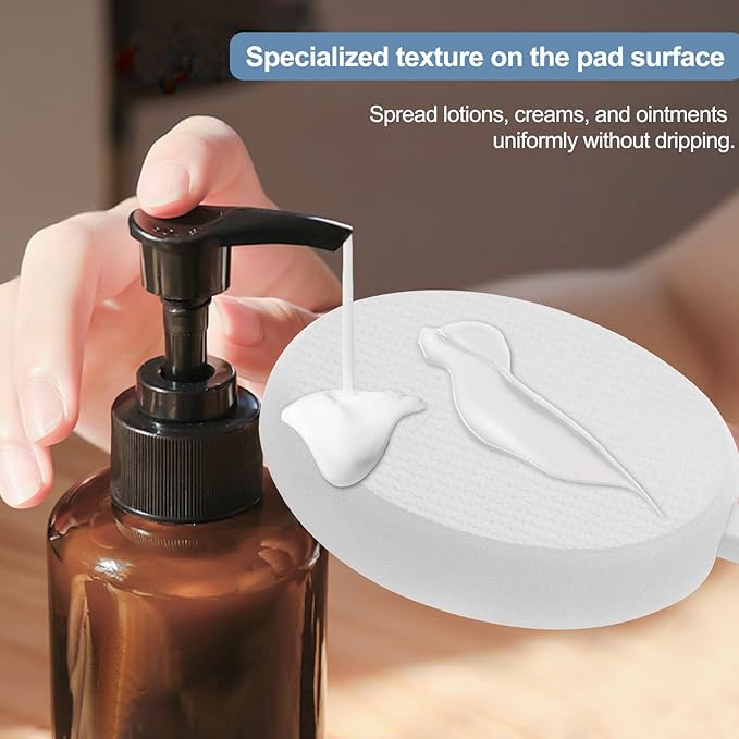 Lotion Applicator for Back, Feet & Legs, Long Plastic Handle Moisturizer Cream, Self Tanning, Sunscreen, Ointment, Medicine Back Applicator for Elderly, Men or Women with 3 Washable Pads (White)