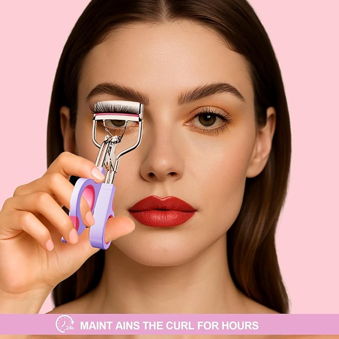 Eye Lash Curler with 6 Replacement Pads, Whalrace Eyelash Curlers Superior Curling Effect, Beautiful and Easy to Identify, Valentine's Day Gift for Her, Beauty Enthusiasts -Rose Gold Purple Red