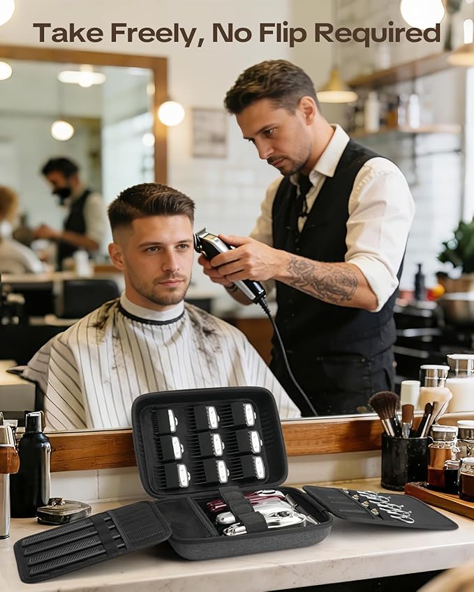 Hard Hair Clipper Case, Barber Case for Clippers and Supplies, EVA Hair Tools Travel Bag for Surker/Wahl/Andis/Novah Men Razor Guard Grooming Kits, Barber Accessories, Black (Bag Only)