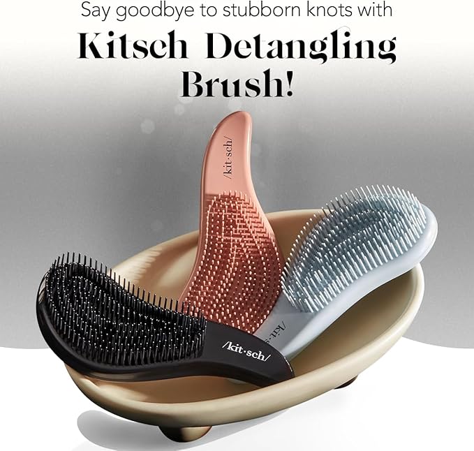 Kitsch Detangler Brush – Gentle Curly Hair Brush with Flexible Bristles for All Hair Types - Wet or Dry | Detangling Hair Brushes for Women & Men, Hairbrush for Adults & Kids - Terracotta