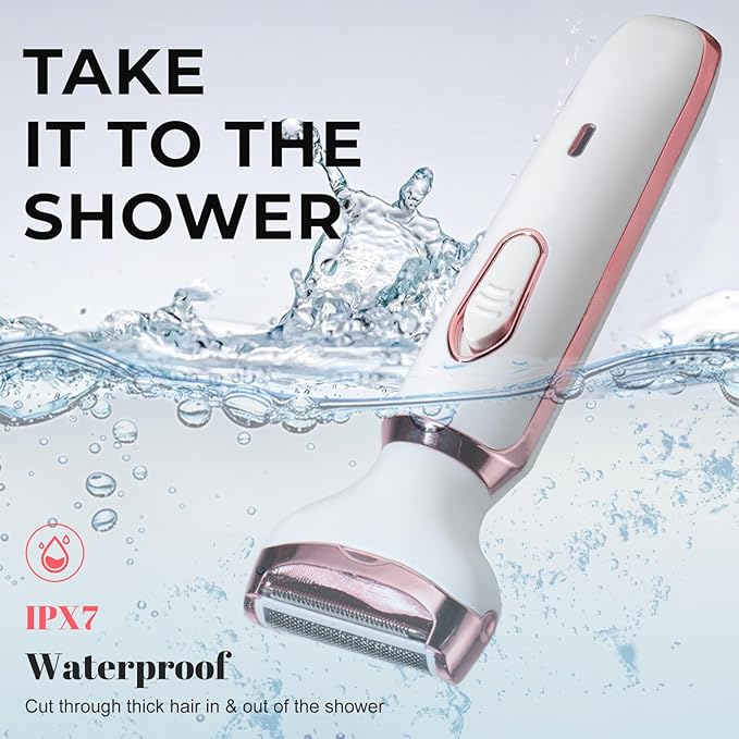 Oneleaf Electric Body Hair Trimmer for Men & Women – Waterproof, Cordless, Low Noise, Rechargeable – 3 Replacement Blades – Painless Shaving for Beard, Bikini, Chest, Legs & More