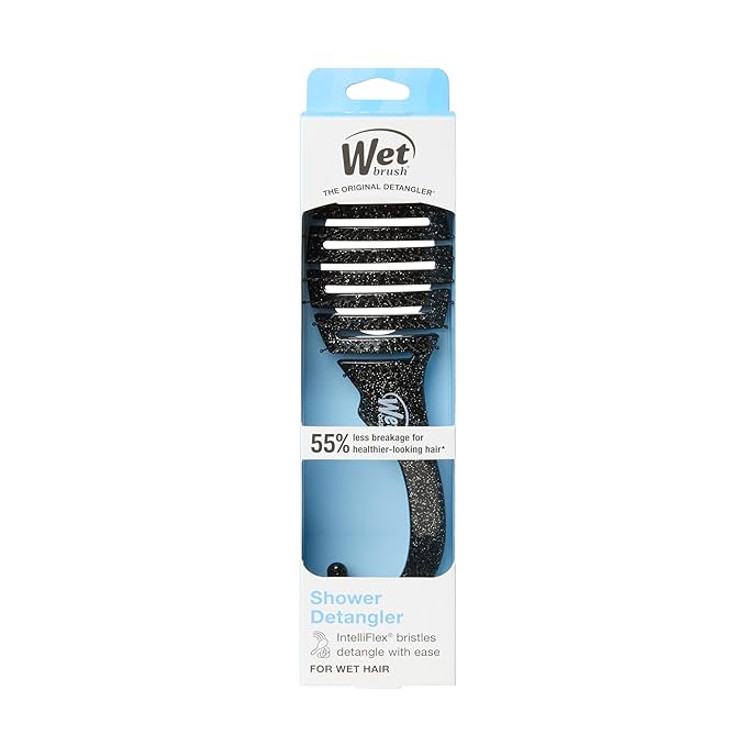Wet Brush Shower Hair Brush Detangler - Exclusive Ultra-soft IntelliFlex Bristles - Minimizes Pain And Protects Against Split Ends and Breakage - Comb For Women, Men, Wet & Dry Hair - Black Glitter