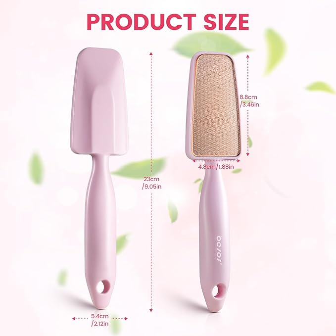 BEZOX Glass Foot File Callus Remover, Long Handle Foot Scrubber for Dead Skin, Cracked Heel Foot Scraper - Purple