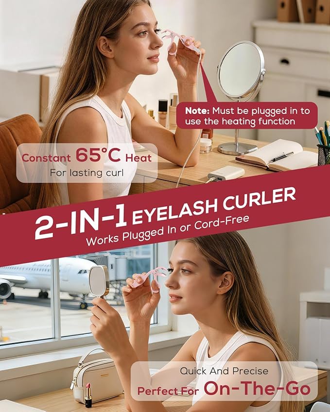 COPPA Heated Eyelash Curler, EC-1 Precision Type Lash Curler Open Style with 65°Heat & Dual-Use Corded Eyelash Curler Easy to Use for All Eye Shapes, No Pinching or Pulling Eyelash Eye Makeup Tool