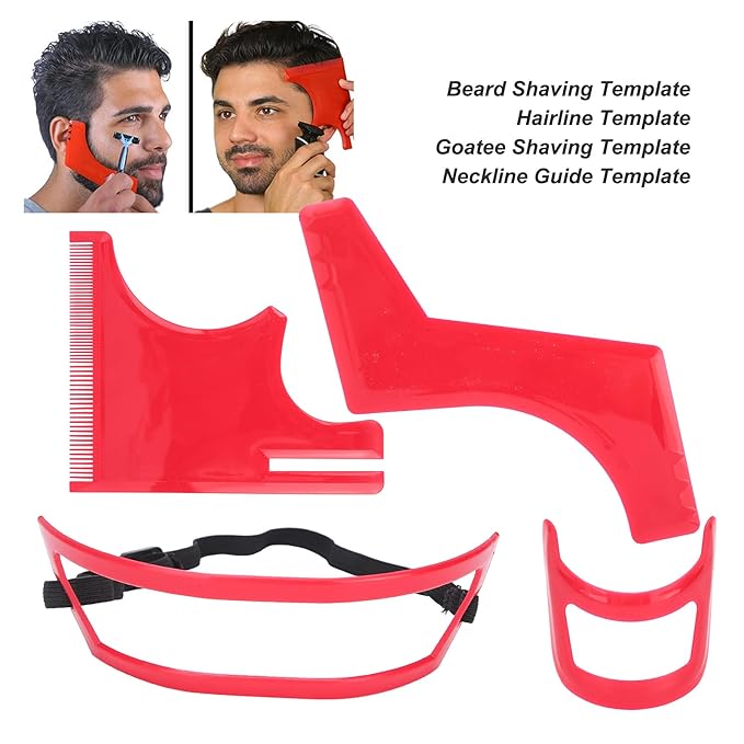 4Pcs Beard Shaping Tool Kit, Beard Shaper with Precise Templates for Men's Grooming, Hairline, Goatee or Neckline Styling