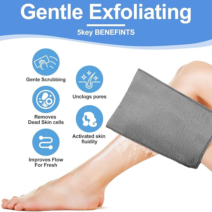 Tatuo 12 Pieces Korean Exfoliating Mitt Glove Italy Towel Body Skin Scrubber Exfoliating Scrubber for Remove Dead Skin Washcloth Korean(Large,White, Black, Gray)