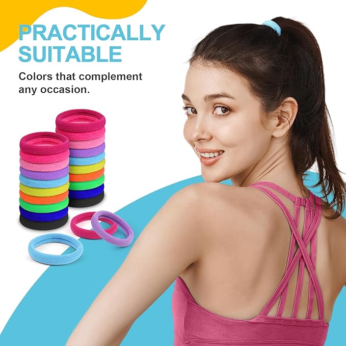 HOYOLS Seamless Hair Band Small Hair Ties Ponytail Holder No Crease Damage 4cm (10 Multi Color Set)