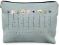 Christian Gifts Makeup Bag, Floral Christian Cosmetic Bags for Women, Galatians 5:22-23 Bible Verse Makeup Pouch, Faith Based Gifts Zipper Pouch(blue)