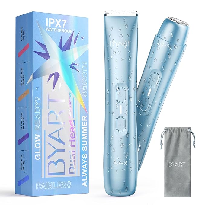 Dual Head Bikini Trimmer for Women - Rechargeable Electric Shaver, 5-Min Fast Charge for Travel, Portable Facial Hair Removal for Ladies, Dermaplane Razor for Women Face, Birthday Gifts for Her