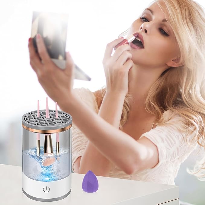 Electric Makeup Brush Cleaner - Portable Compact Design for Travel Home Use - Professional Makeup Brush Cleaning Machine - Automatic Makeup Brush Cleaner in Efficient for Beauty Women, Girls