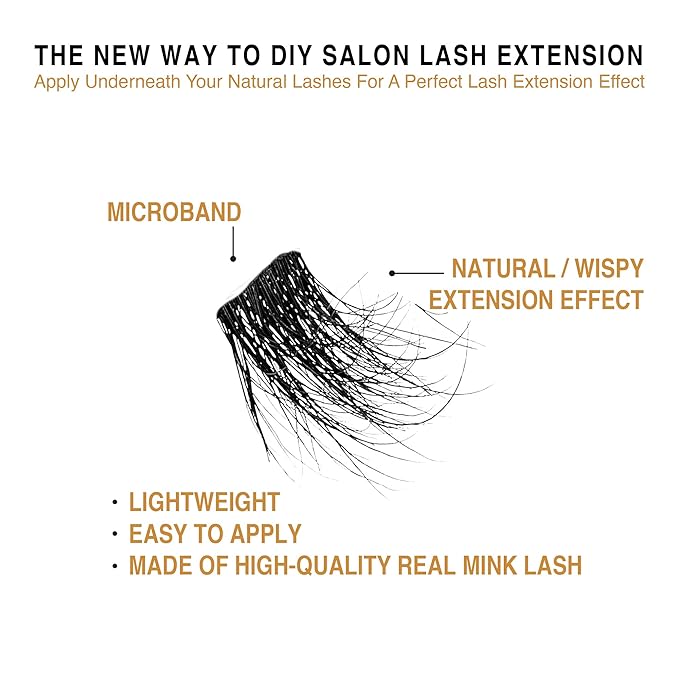 i•ENVY Extended Real Mink Lash Clusters Lashes DIY Salon Lash Extension Apply Underneath Natural Lashes for Perfect Lash Extension Effect, False Eyelashes Reusable