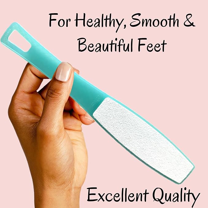 3 ALAZCO Double Sided Foot File Pumice Ergonomic Handle Scrubber Immediate Result Smooth Feet Heel Scraper Exfoliate Buffer Dead Skin Callus Corn Emery Fine & Coarse Pedicure Tool