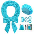 Heatless Curls Overnight Hair Curler, 70" Soft Hair Curlers to Sleep In No Heat Curls Overnight, 9 PCS No Heat Curlers Set for Women - Blue