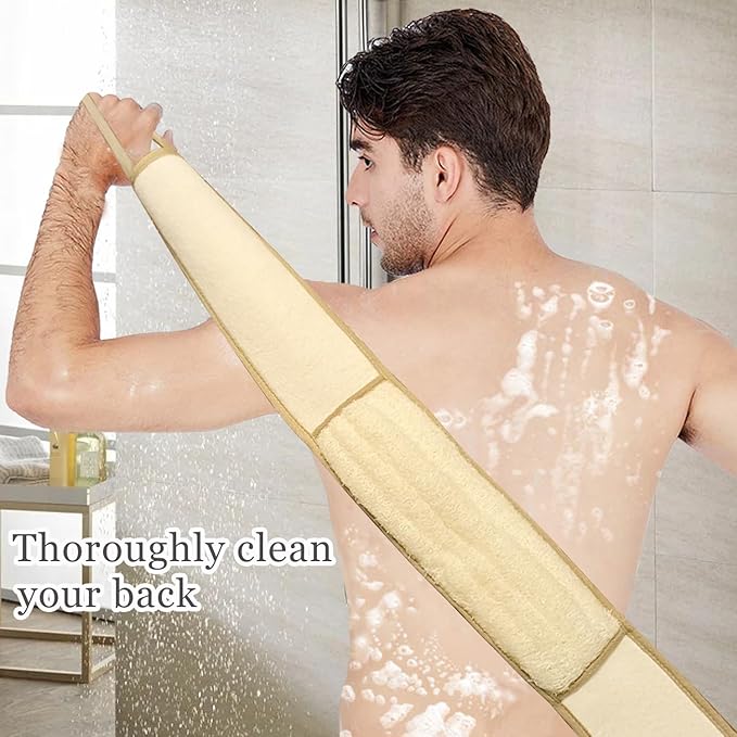 Exfoliating Natural Loofah Back Scrubber Loofah Sponge Back Scrubber for Shower, Deep Clean Your Back & Relax Your Body Bath Shower Scrubber for Men Women