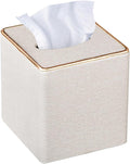 Leather Tissue Box Cover Square,Decorative Cube Tissue Box Holder with Magnetic Bottom,Facial Paper Organizer Table Napkin Case Dispenser for Bathroom NightStand Coffee Car Home Office,Beige
