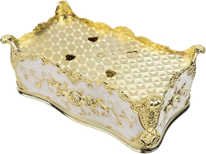 Geesatis Tissue Box Cover Tissue Box Holder Facial Tissue Paper Organizer Luxury Facial Napkin Holder for Home, Gold, 2 Pcs