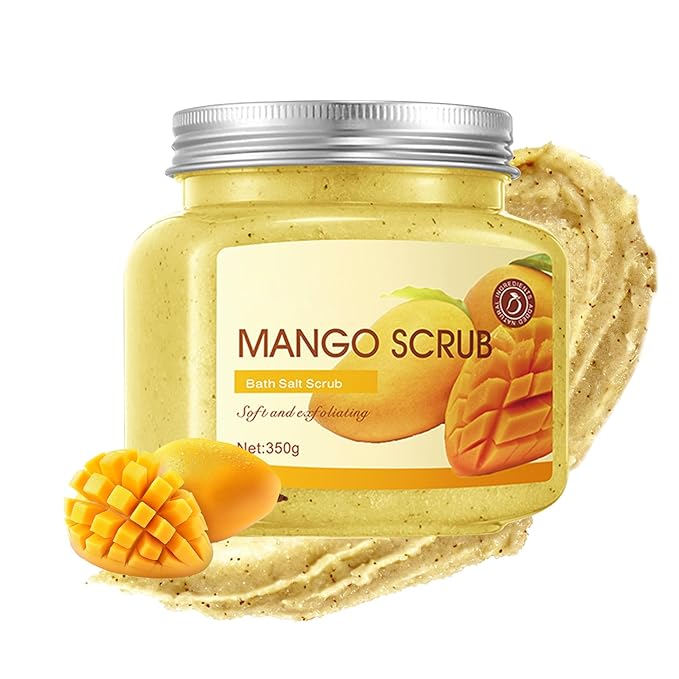 Mango Body Exfoliator, Deep Cleaning Exfoliating Body Scrub, Moisturizing Nourishing Salt Rose Body Scrub, 350 g