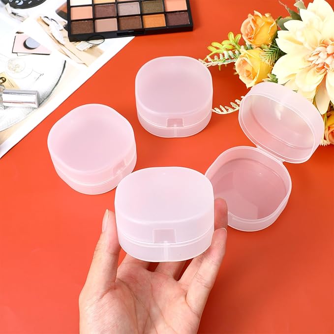 4PCS Portable Travel Cotton Pad Holder, Plastic Cosmetic Cotton Pad Holder Travel Sealed Container for Makeup Remover Cottons Ball Storage Box for Small Items Travels